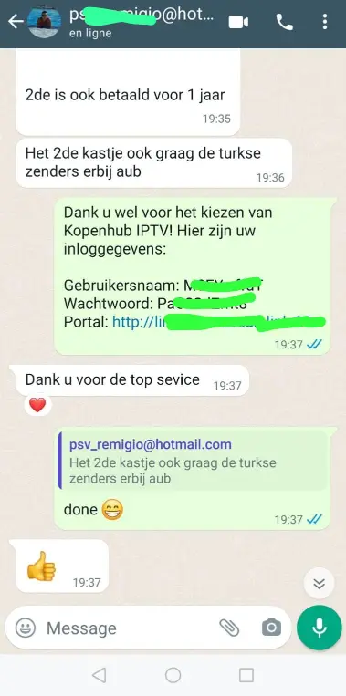 WhatsApp Kundenbewertung IPTV — Streamt wie ein Traum