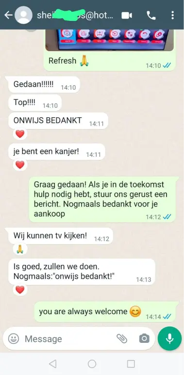 WhatsApp Beweis Kodi IPTV — Danke für die schnelle Hilfe