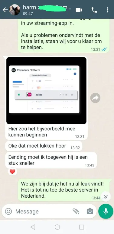 WhatsApp Kundenfeedback IPTV — App installiert, sofort aktiv