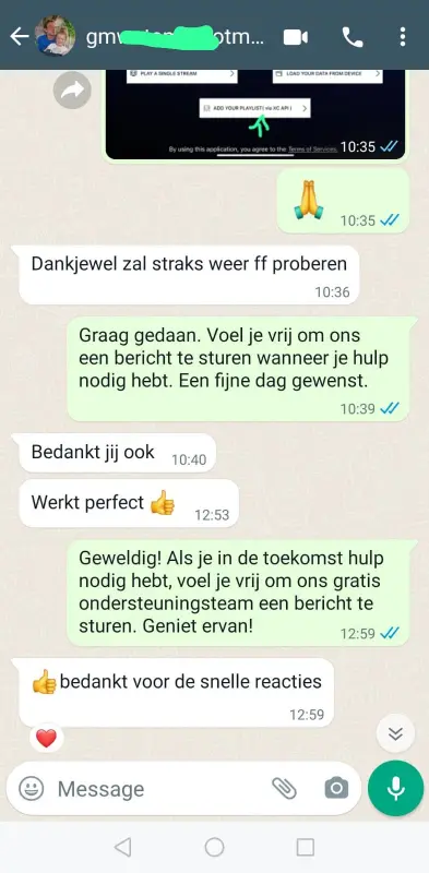 WhatsApp Beweis Kodi IPTV 4K — Zufriedener Kunde empfiehlt weiter